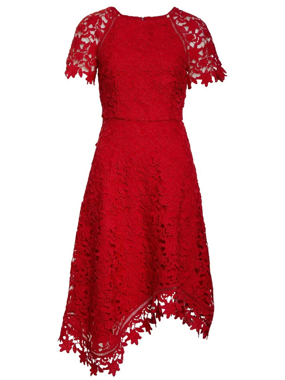 NORDSTROM Eliza J - Floral Asymmetrical Lace Dress In Red